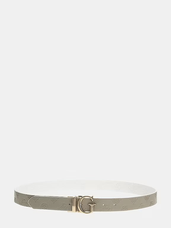 Guess Gerty Reversible Belt - White/Dark Taupe