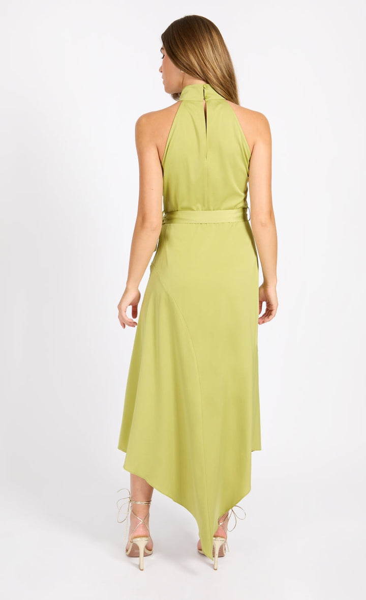 Satin Midaxi Dress by Vogue Williams -Olive Green