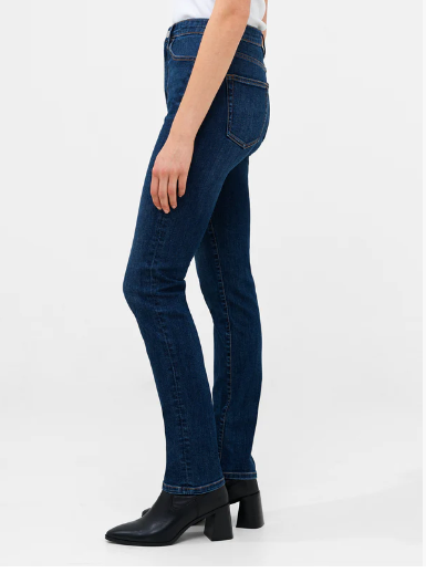 Stretch Denim Cigarette Fit Full Length Jeans - Mid Wash