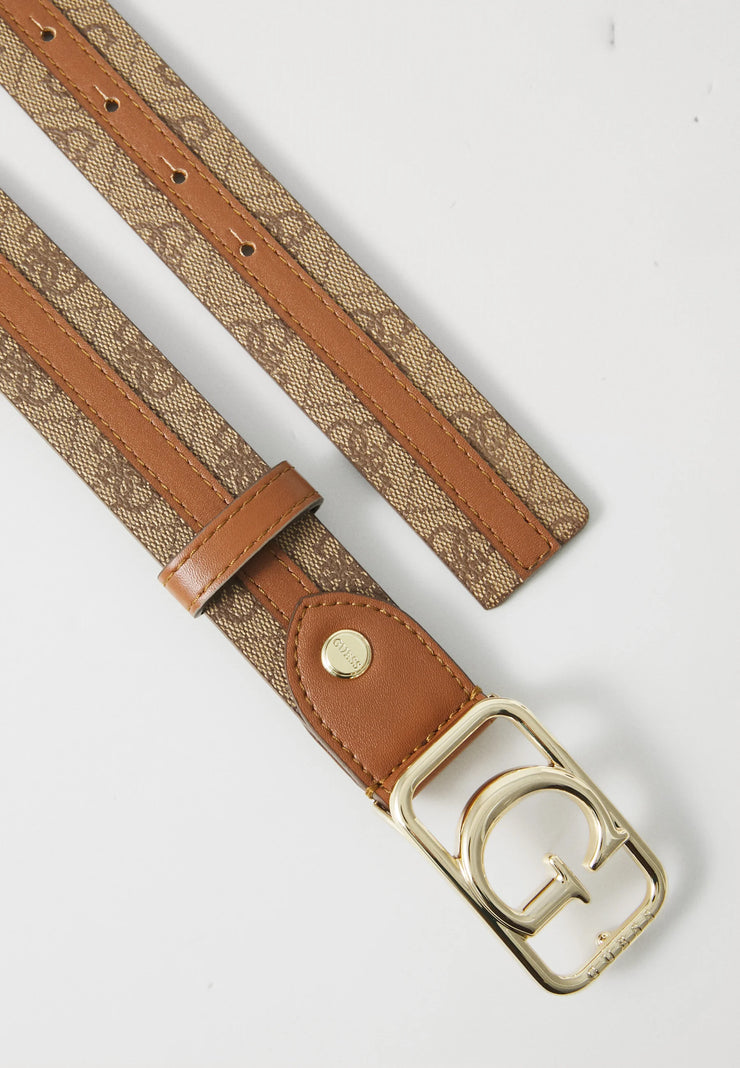 Guess Zamira Belt - Latte Logo/Cognac