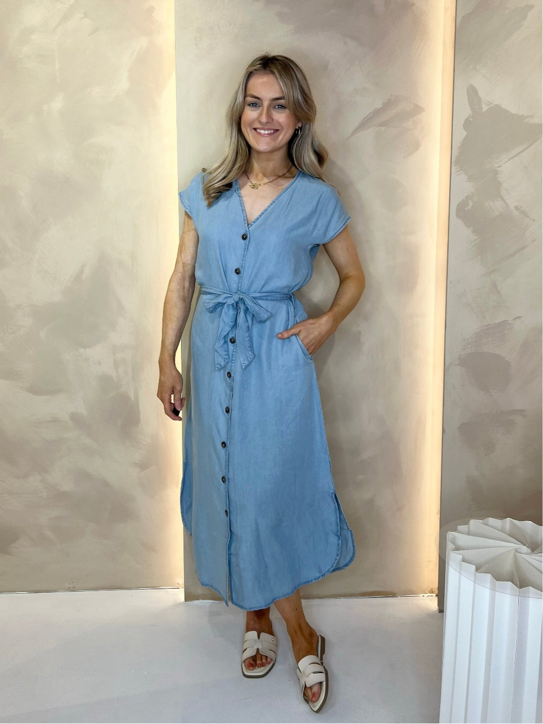 Denim midi shirt dress uk online