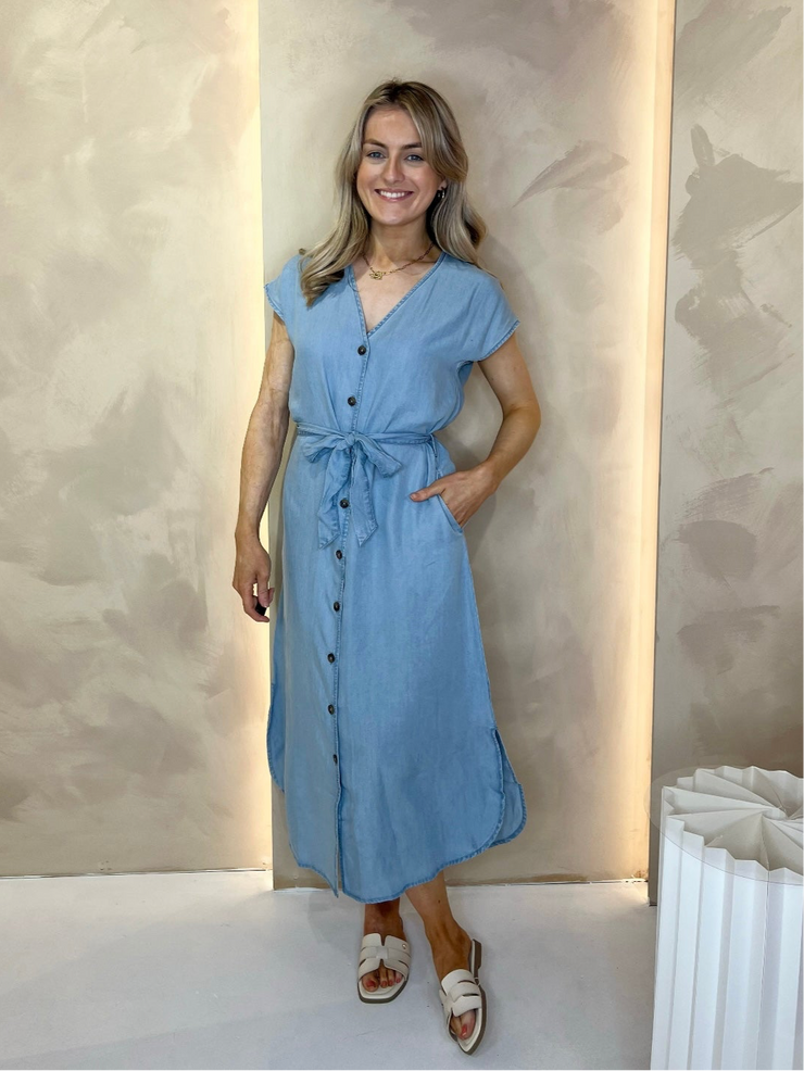 Mai Midi Shirt Dress - Light Blue Denim