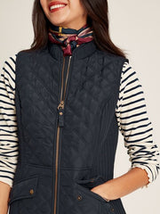 Joules Minx Showerproof Diamond Quilted Gilet - Navy Blue