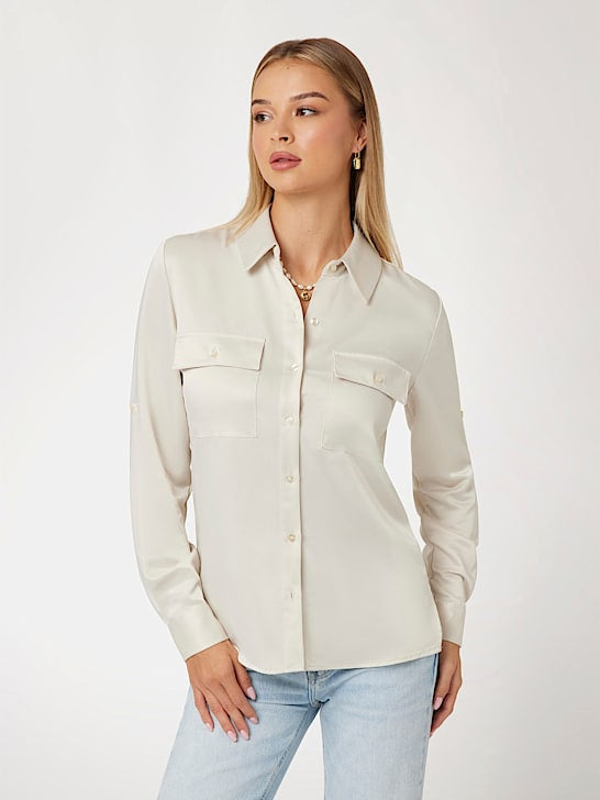 Guess Anastasia Satin Shirt - Cream