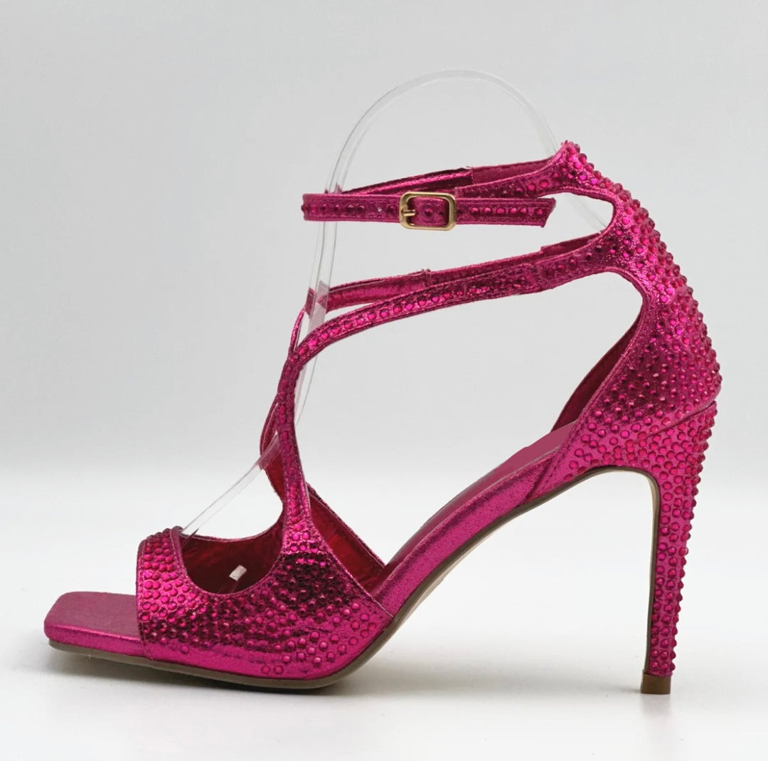 Molly Peep Toe Strappy Heel - Fuschia