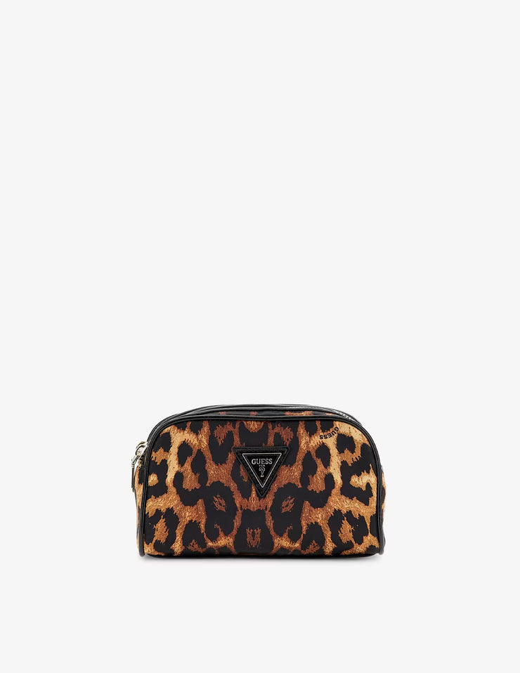 Guess Double Zip Pouch - Leopard