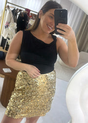 Sequin Mini Skirt by Vogue Williams - Gold