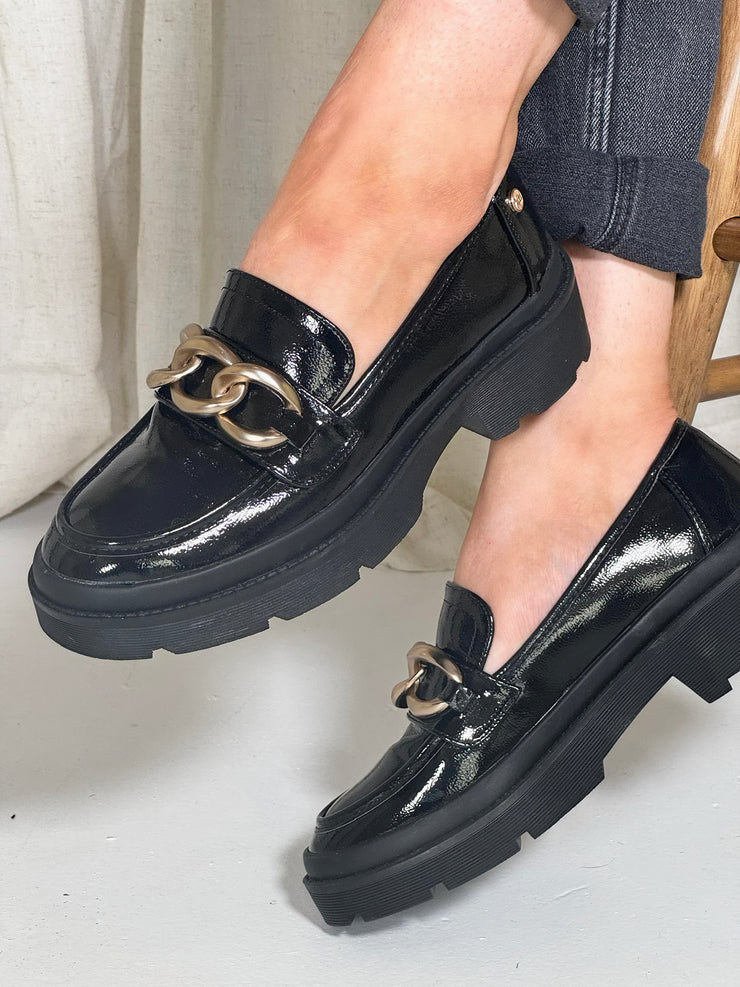 Chunky Patent Loafers Black