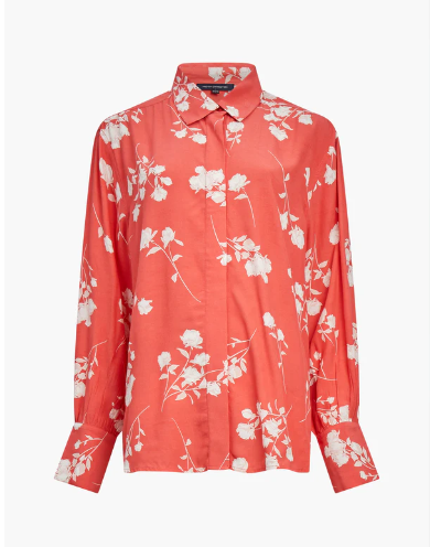 Alessandra Eco Delphine Long Sleeve Shirt - Cayenne Red/White