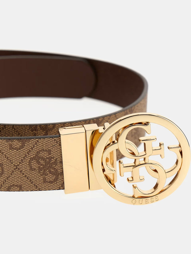 Guess Nolana 4G Logo Reversible Belt - Latte Logo