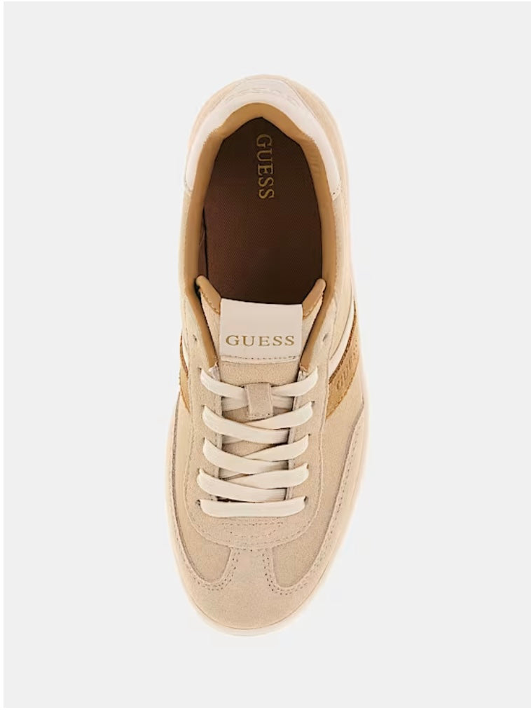 Guess Nolinas Leather-Blend Sneaker -Beige