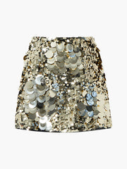 French Connection Elodie Sequin Mini Skirt - Metallic Gold