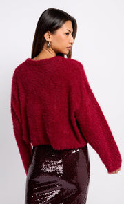 Burgundy Knit Jumper by Vogue Williams