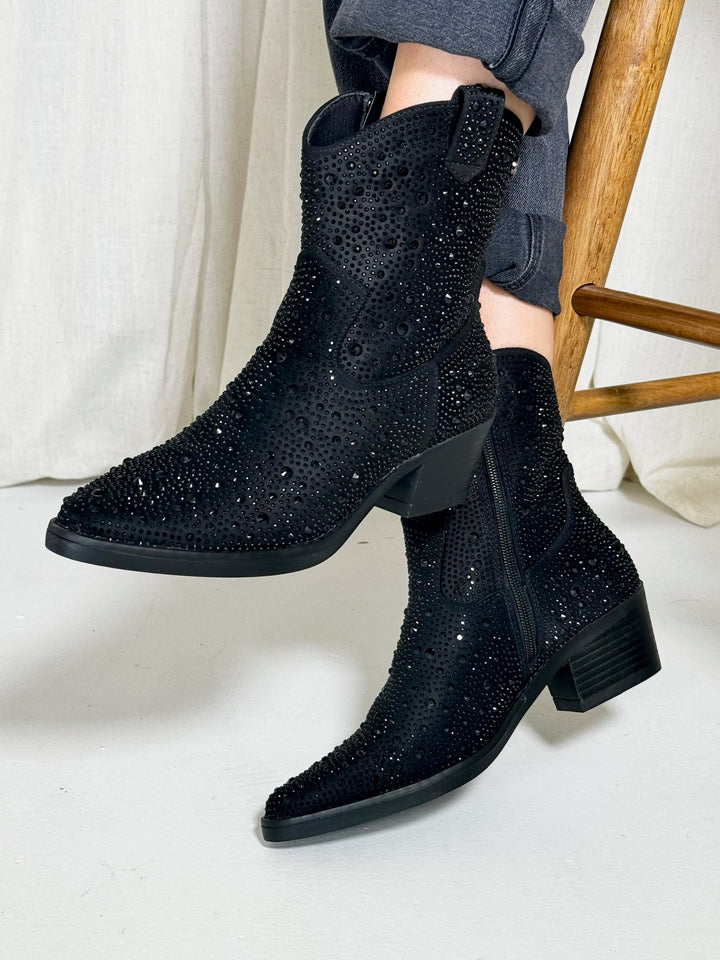 Diamanté Ankle Boot - Black