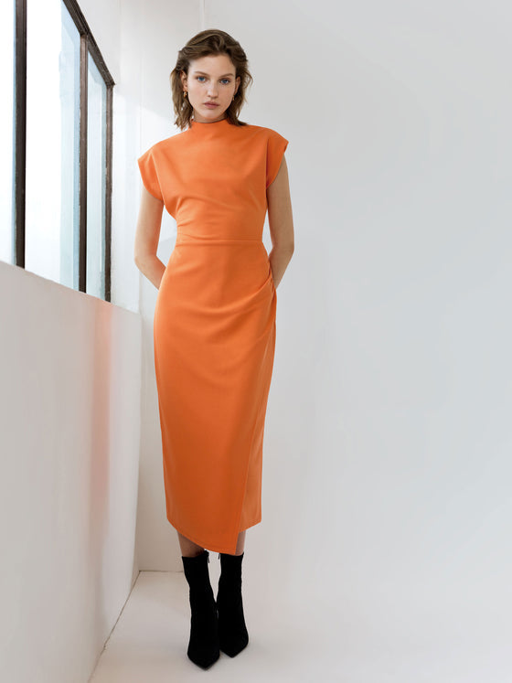 French Connection Textured Jersey Dress - Orange