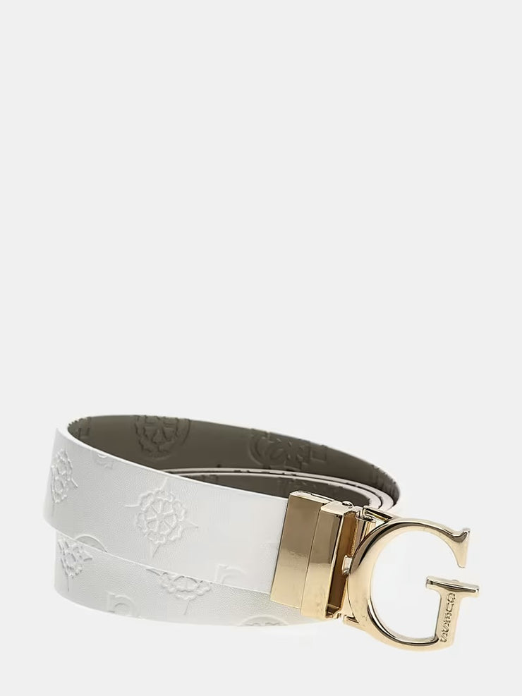 Guess Gerty Reversible Belt - White/Dark Taupe