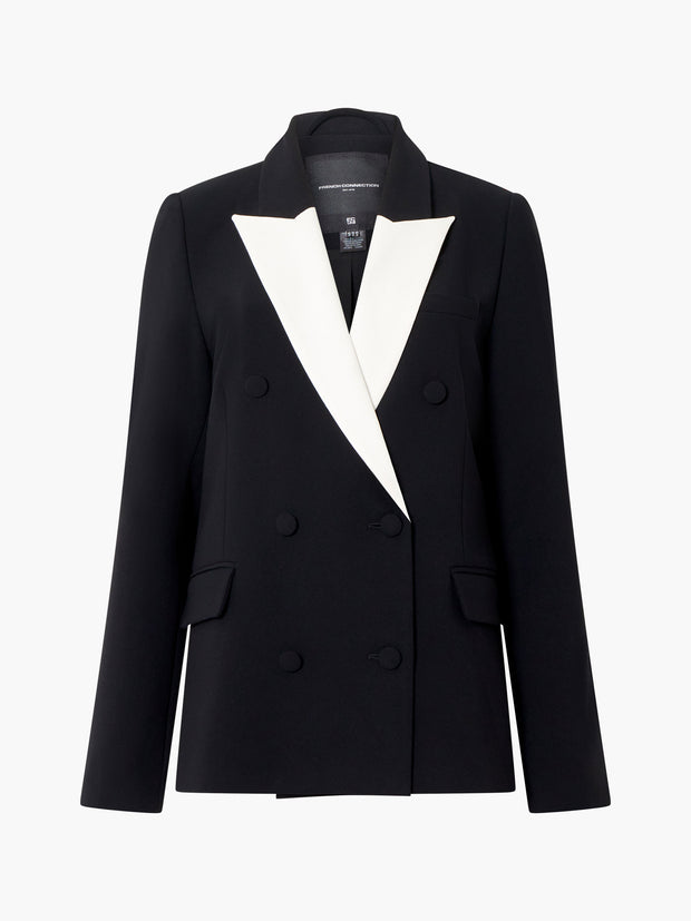 French Connection Whisper Double Breasted Blazer - Blackout/Classic Cream