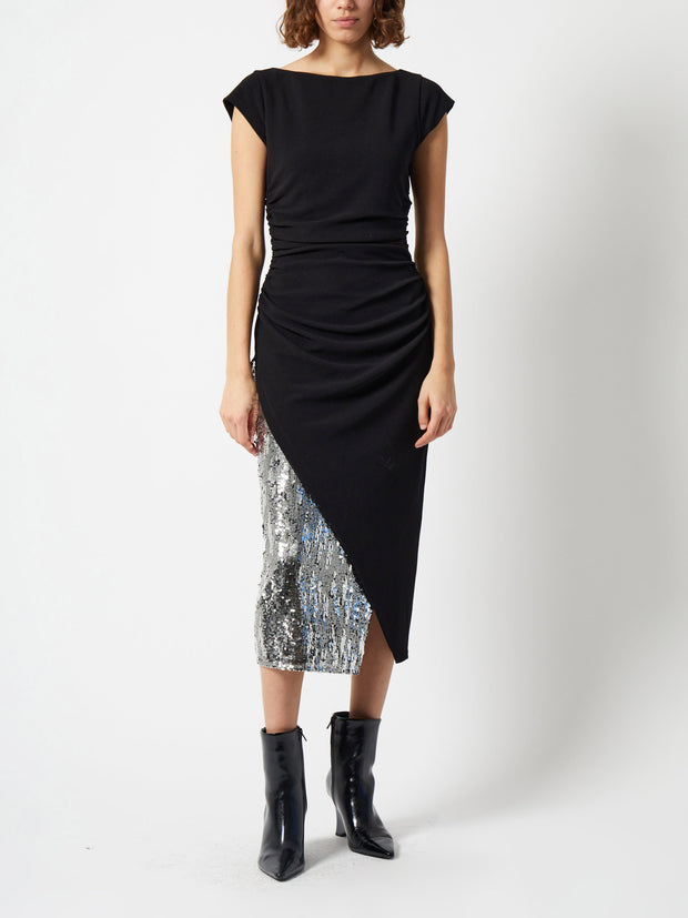 French Connection Zanna Jersey Sequin Mix - Blackout