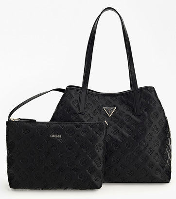 Guess Vikky 2 in 1 Large Tote - Embossed Black