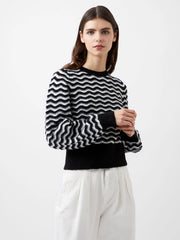 French Connection Natasha Scallop Jumper - Moonless Night/Cream