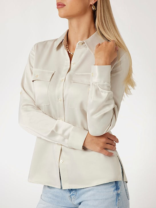 Guess Anastasia Satin Shirt - Cream