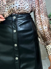 Carola Faux Leather Mini Skirt - Black