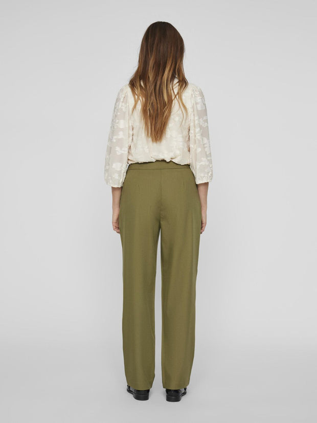 Elina High Waisted Trousers- Olive Green