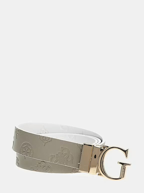 Guess Gerty Reversible Belt - White/Dark Taupe