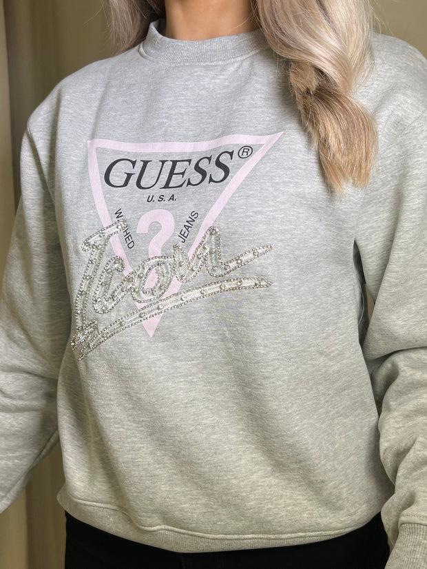 Guess Icon Logo Sweatshirt - Light Melange Grey