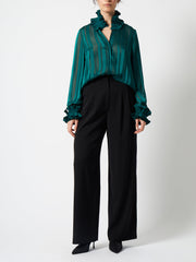 French Connection Hannielie Ruffle Neck Shirt - Forest