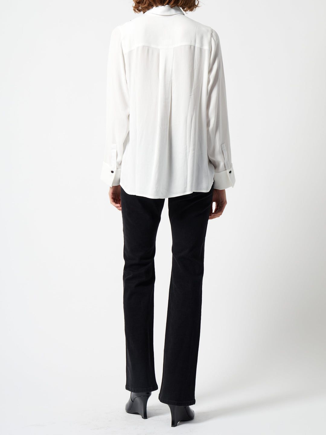 French Connection Chiara Drape Contrast Shirt - Linen White/Blackout