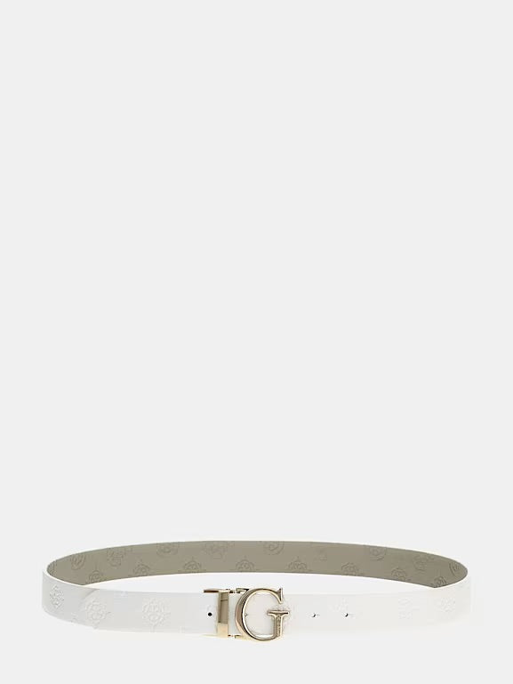 Guess Gerty Reversible Belt - White/Dark Taupe