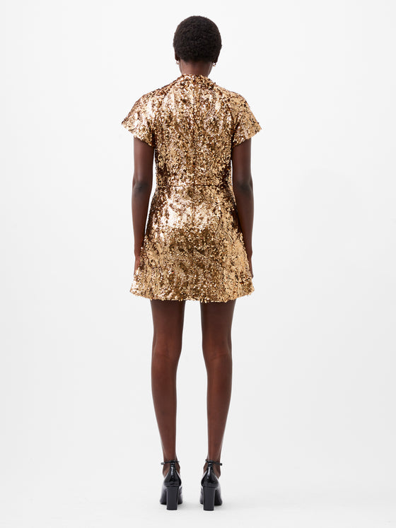 French Connection Sequin Mesh Mini Dress - Copper