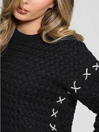 Guess Elliss Rhinestone Wool-Blend Chain Sweater