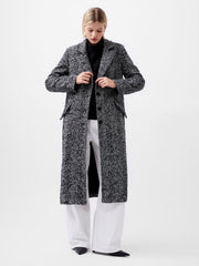 French Connection Chantelle Herringbone Coat - Black and White