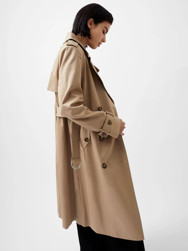 French Connection COCO Twill Trench Coat Camel Spoilt Belle Boutique Online