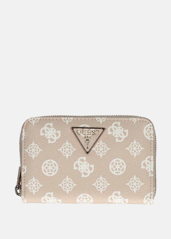 Guess Laurel Medium Zip Around Purse - Sand Logo