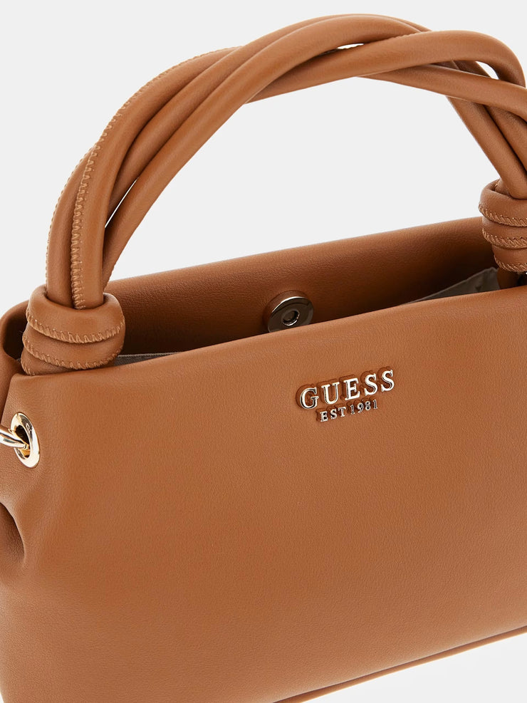 Guess Sansa Mini Top Handle Handbag - Cognac