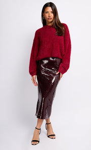 Burgundy Knit Jumper by Vogue Williams