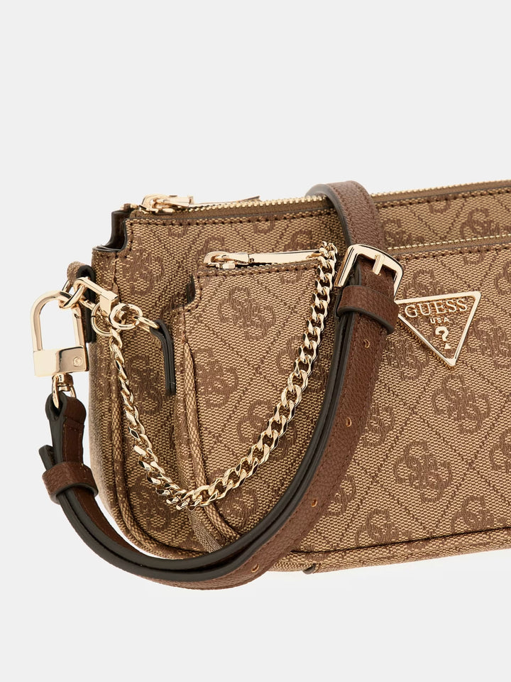 Guess Noelle Double Pouch Crossbody - Latte Logo/Brown