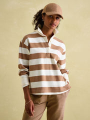 Lara  Boxy Fit Rugby Shirt - Tan Brown