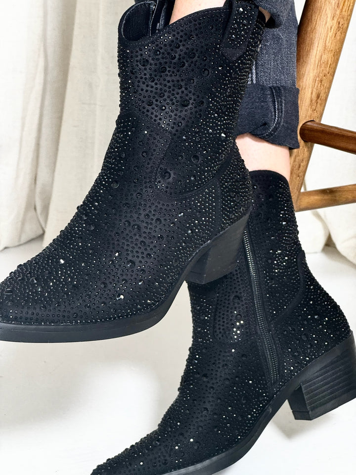 Diamanté Ankle Boot - Black