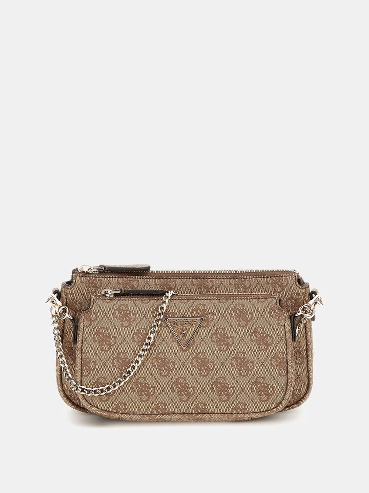 Guess Noelle Double Pouch Crossbody - Latte Logo/Brown