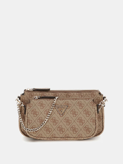 Guess Noelle Double Pouch Crossbody - Latte Logo/Brown