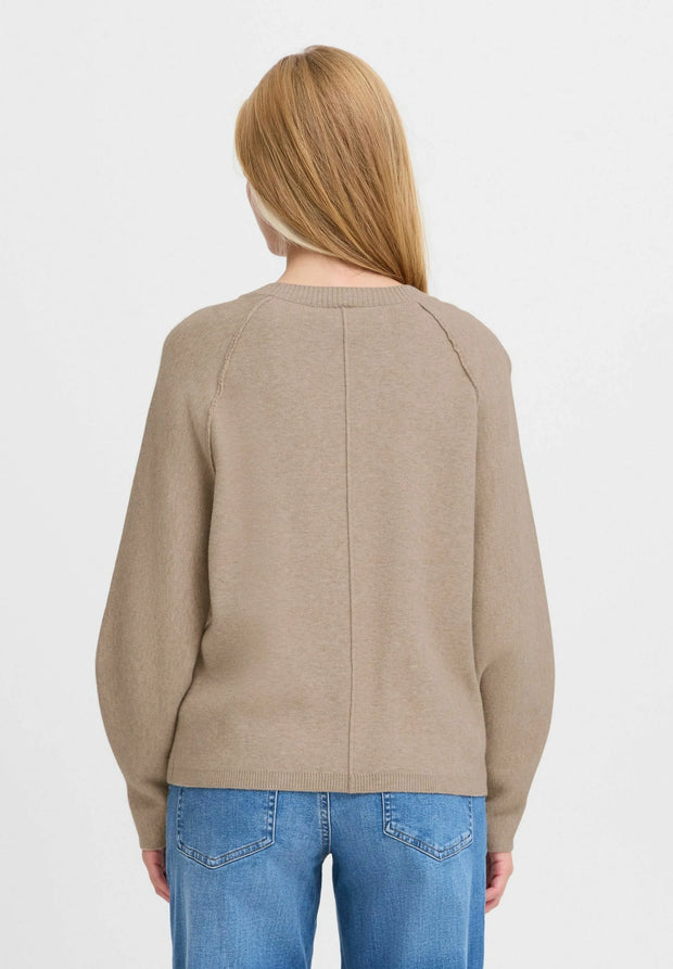 Ballia Long Sleeve Soft knit Jumper -String Melange