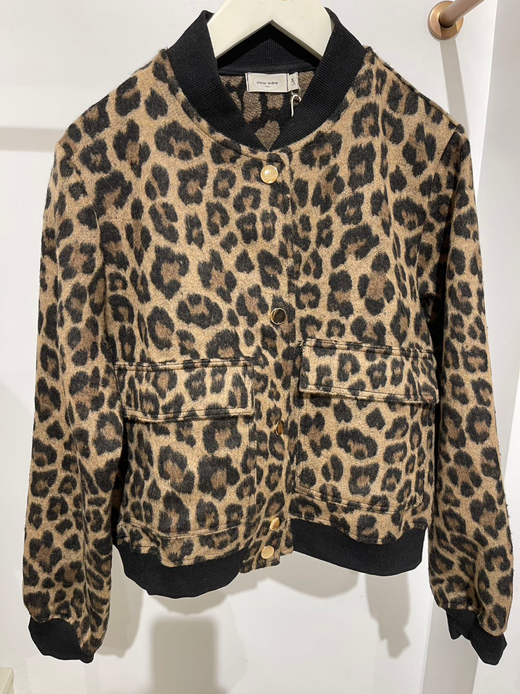 Leopard print outlet bomber