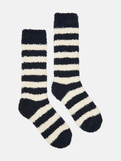 Joules Women's Striped Fluffy Socks - Navy