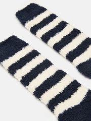 Joules Women's Striped Fluffy Socks - Navy