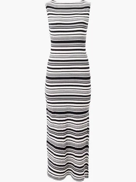 French Connection Sasia Rib Stripe Dress - Black/White