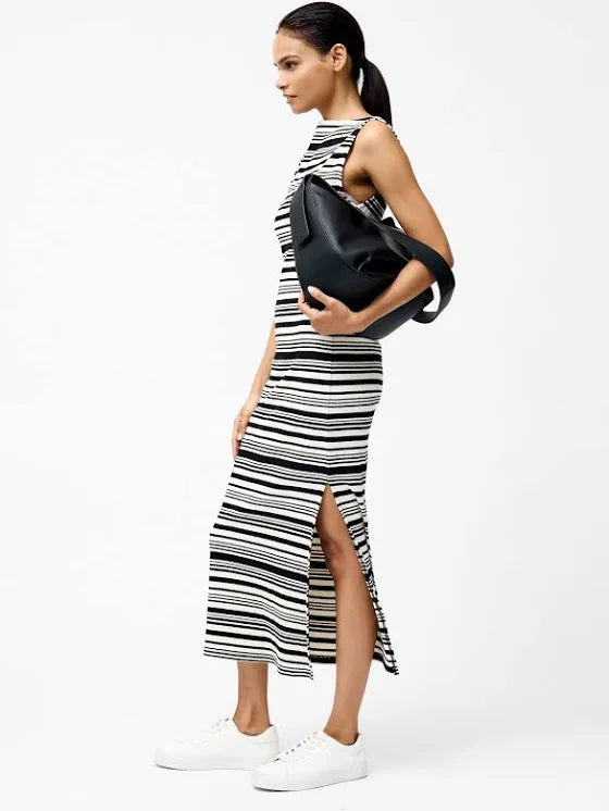 French Connection Sasia Rib Stripe Dress - Black/White